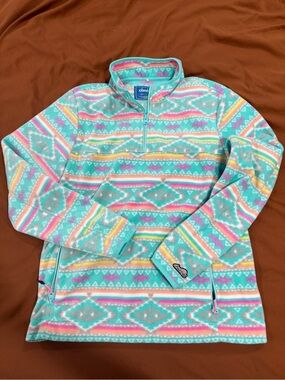 chubbies Aqua & Pink Geometric Half-Zip Fleece Pullover